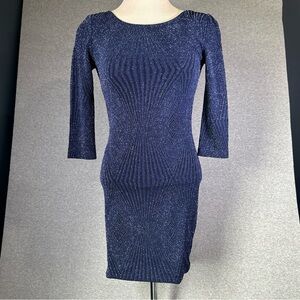 Trixxie Size Juniors 3 Semi Formal Sequins Dress Navy Blue Mini Length